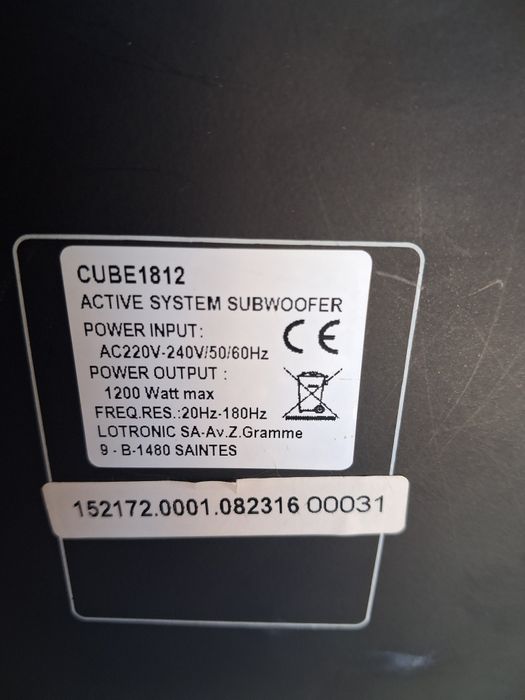 Vând bas activ 1200W difuzor de 18