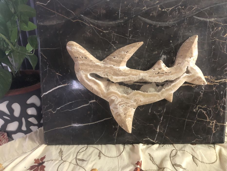 Tablou de marmura cu Delfin din piatra originala