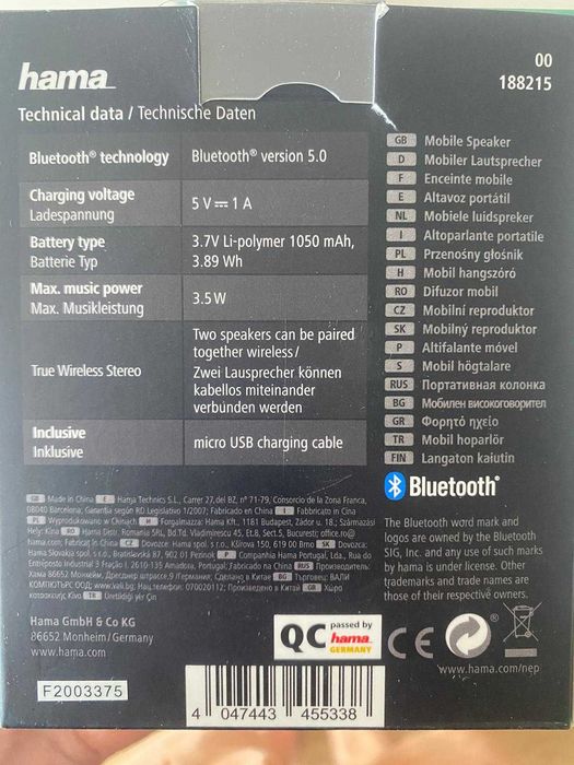 Bluetooth тонколонка HAMA