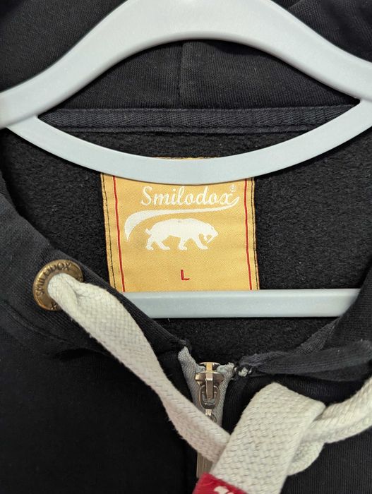 Hanorac Smilodox L, negru, logo mare, fitness, streetwear premium