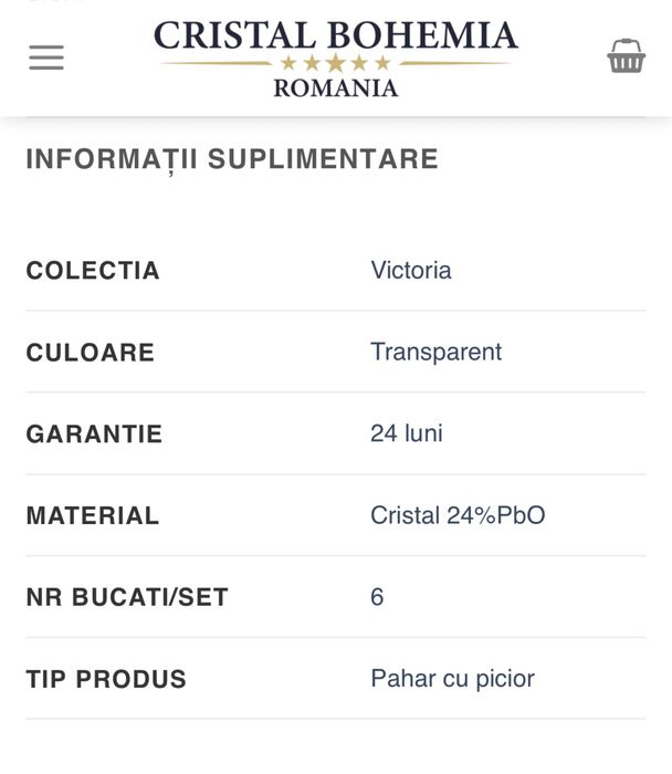 Pahare vin Cristal Bohemia