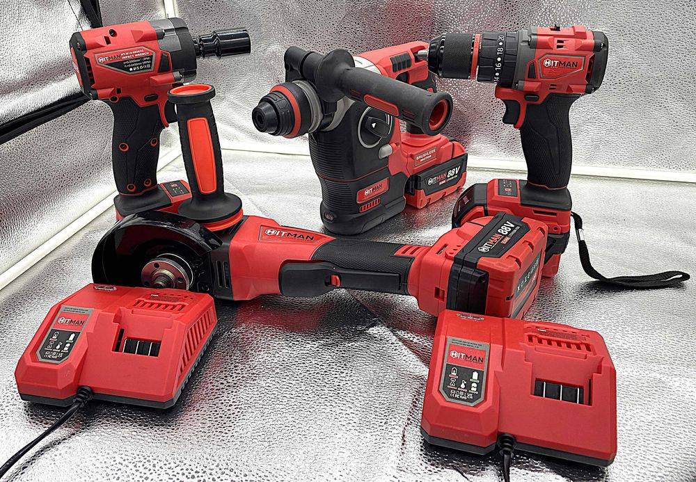 Set scule Hitman 88V, 4 unelte, 4 baterii, putere maxima!