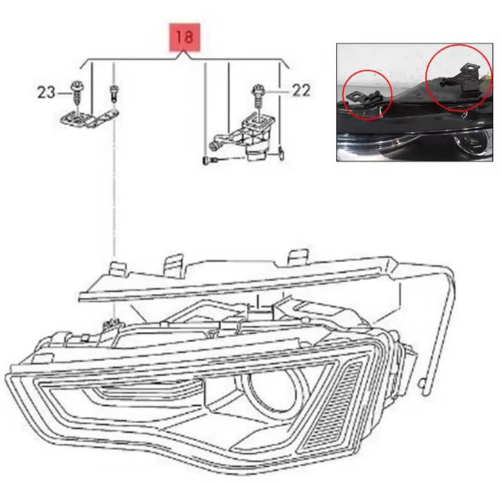 Ремонтен комплект за държачите на фара на  Audi A4 S4 A5 S5 Ауди