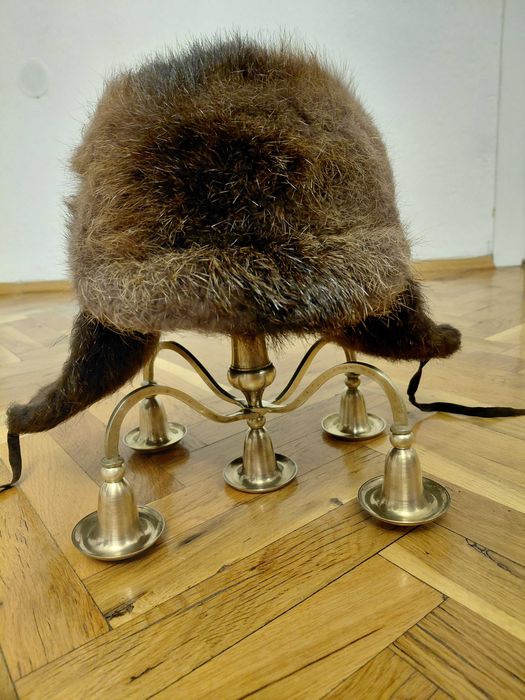 Дамска шапка ушанка косъм от бобър Швеция, Kangol вълнена шапка