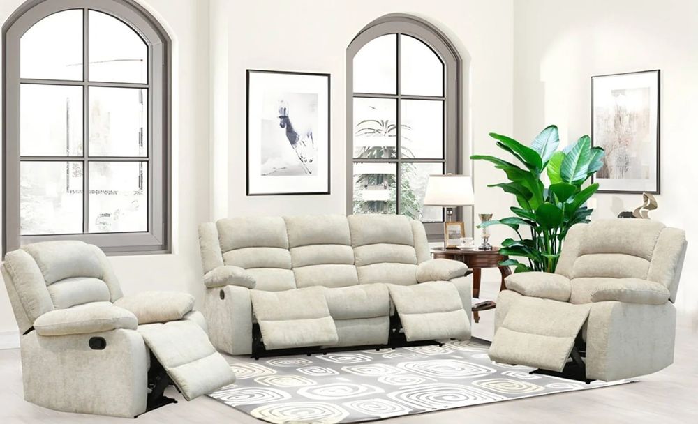 Set canapea cu 2 fotolii, sistem recliner