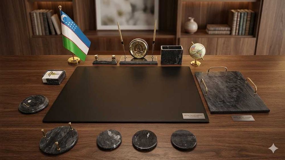 Настольный набор для руководителя черный мирамир 13шт предмет