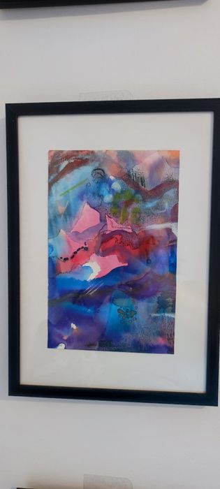 Сет 2бр. абстрактна картина брокат златна, сребро, синя лилава 22 X 30