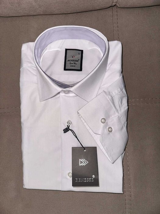 Нова мъжка бяла риза Slim Fit