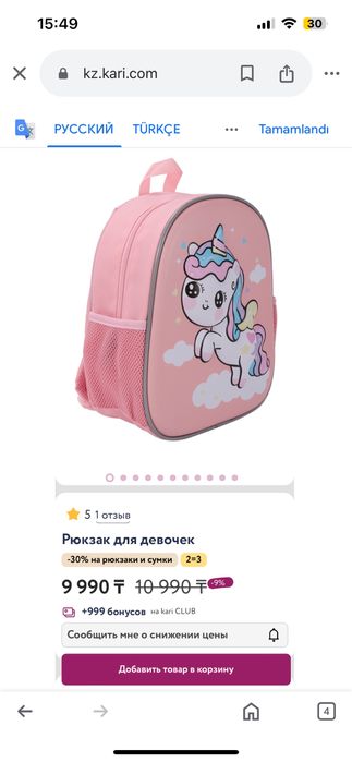 Школьный рюкзак kari