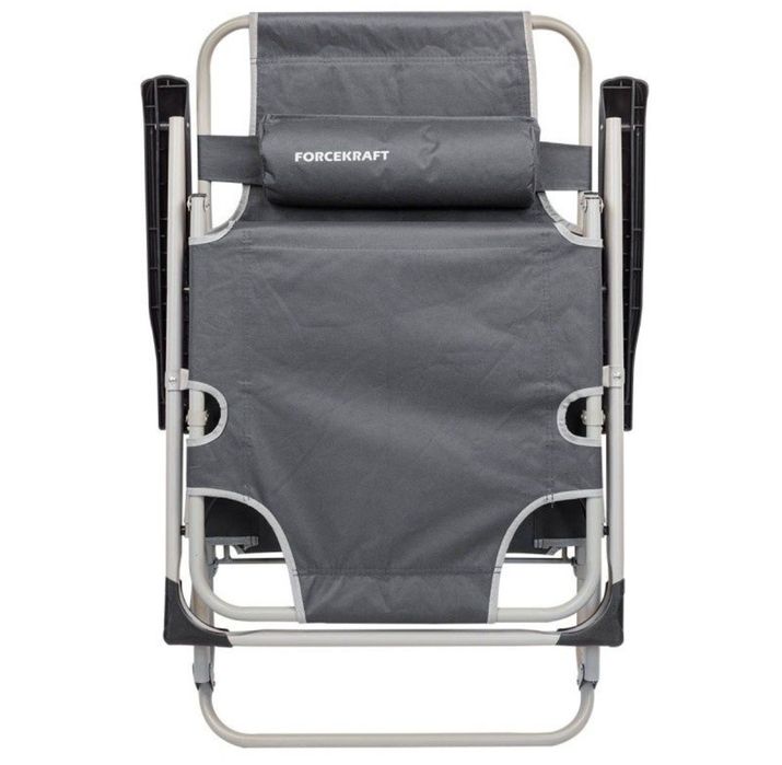 Шезлонг Усилен Сгъваем с възглавничка Force Kraft Сив или син