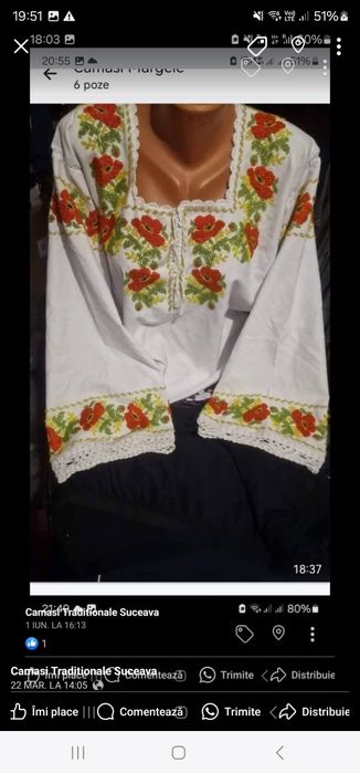 Camasi Traditionale cu margele cusute manual disponibile pe marimi