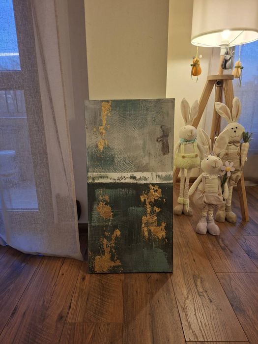 Модерни абстрактни картини в зелено и златно