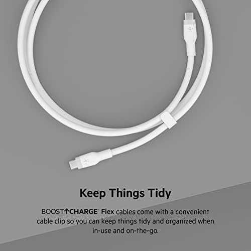 Нови Belkin 2 броя силиконови USB C кабели за зареждане черен и бял телефон Samsung Galaxy MacBook