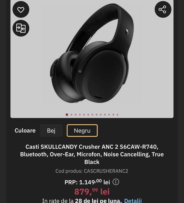 Vand casti skullcandy crusher anc2 noi garantie emag2 ani