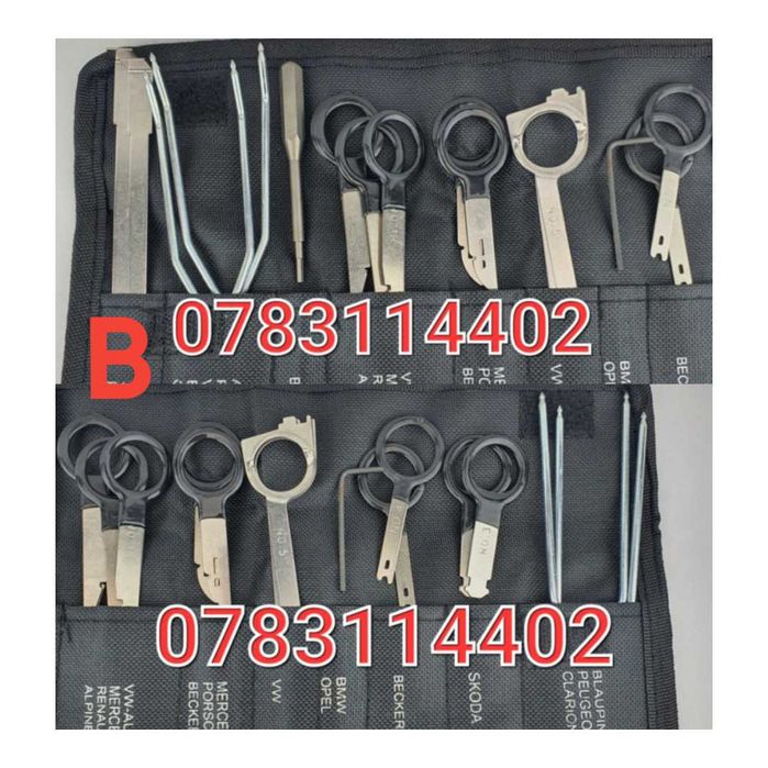 Trusă Scos Radio Auto – Set Profesional Demontare Navigație – 38/20 Piese – Chei Extractoare – Audi BMW VW Ford Mercedes – UNIVERSALĂ