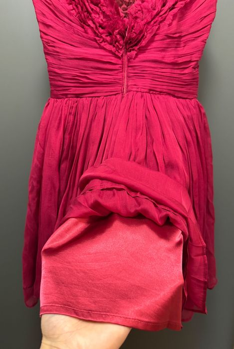 Rochie elegantă, voal satinat din mătase, culoare burgundy, mărimea S