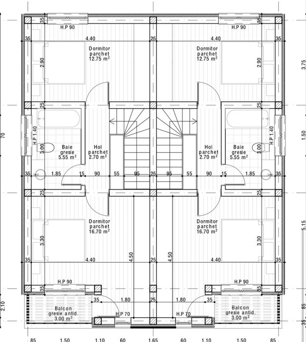Casă 3 camere, 2 băi P+Etaj tip duplex, CANALIZARE-Vorovești-Miroslava