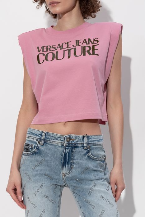 Дамска тениска Versace Jeans Couture logo print cropperd
