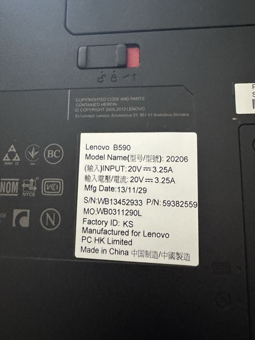 Продам ноутбук lenovo B590