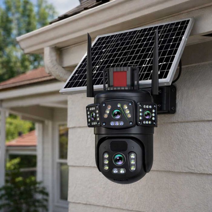 Тройна 4G Соларна Камера, 12 MP, Детекция и Проследяване, IP65, Аларма