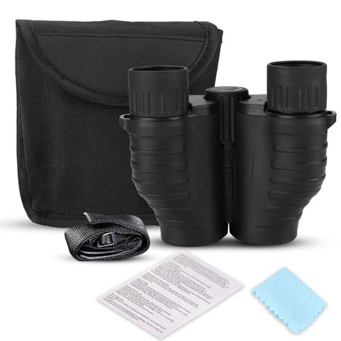Binoclu 10x25 pentru adulti si copii, Zoom optic 10x, Negru