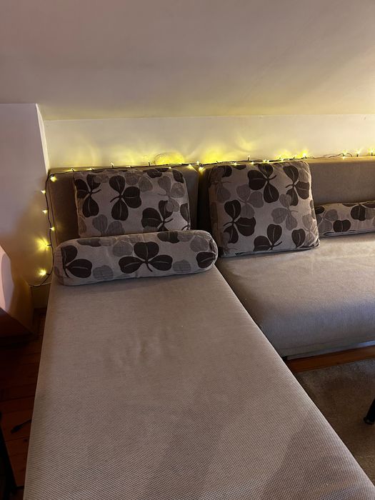 Ъглов диван с ракла и функция сън – ляв/десен, сив