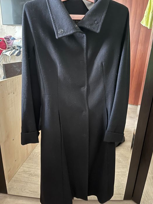 Шикарное черное драповое пальто