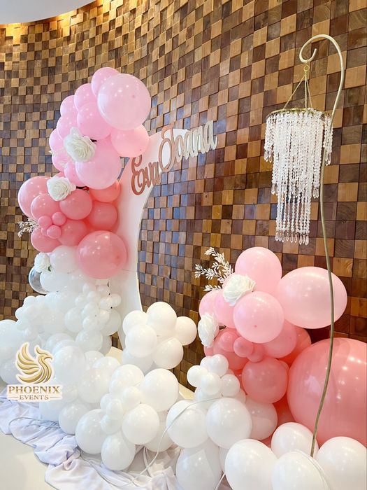 Photocorner panou foto baloane aranjament majorat aniversare botez cun