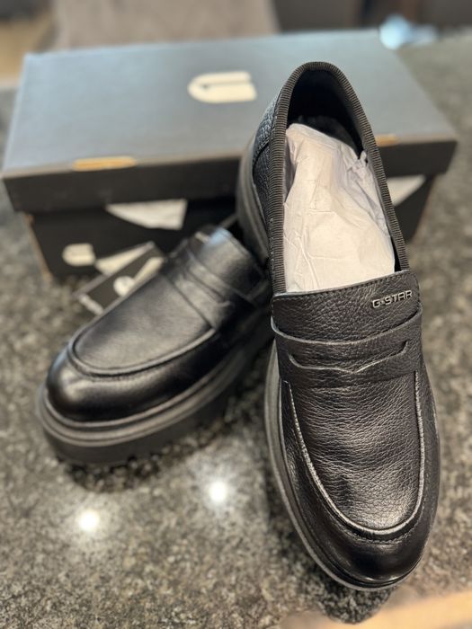 Черни кожени мокасини G star