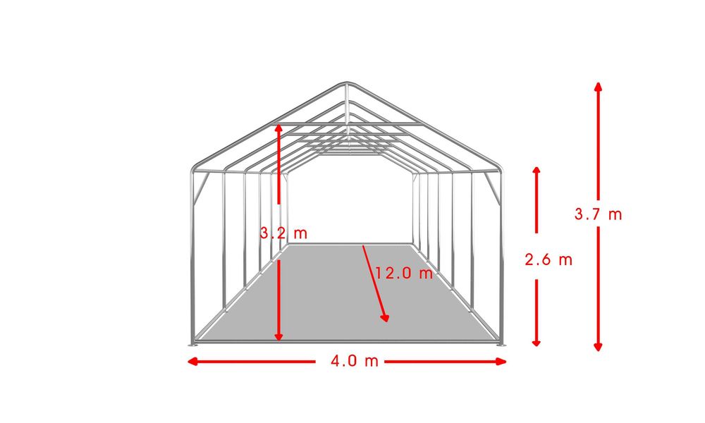Професионална шатра 4х12м XXL, огнеустойчив PVC брезент 550гр/м2