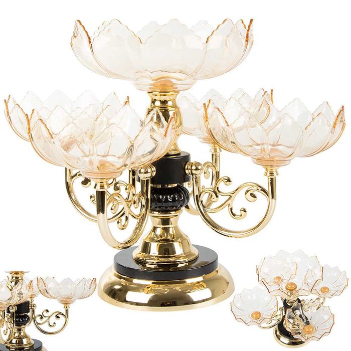 Platou de servire rotativ forma floare 5 compartimente 30x39cm