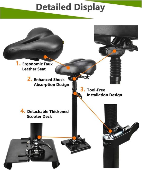 Scaun Trotineta Electrica KALLAK Universal Reglabil Sezut Moale cu Suspensie Compatibil Segway Ninebot Max G30P Gotrax GXL V2 Pliabil Negru