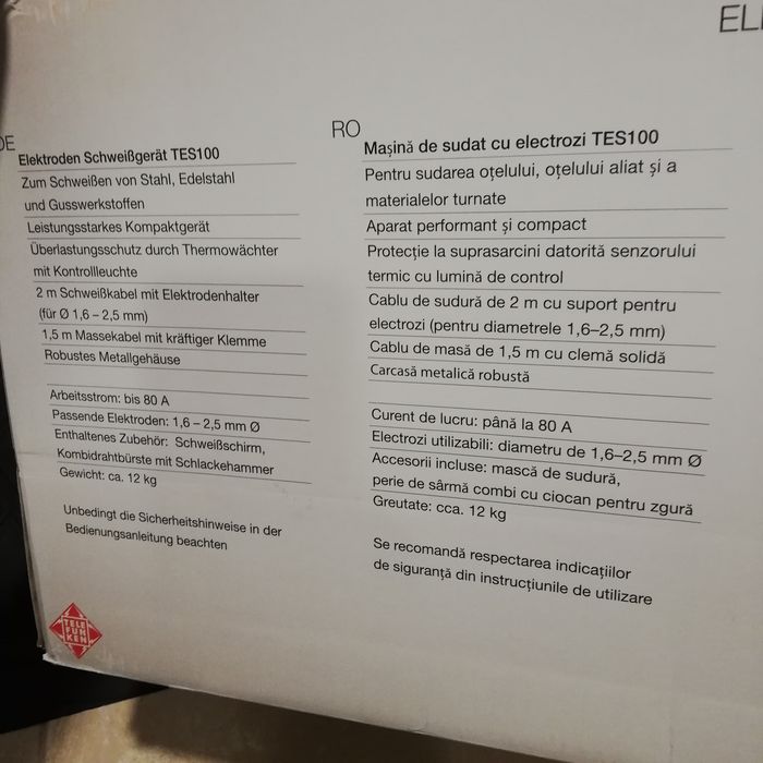 Aparat sudura TES 100 Electric (NOU)