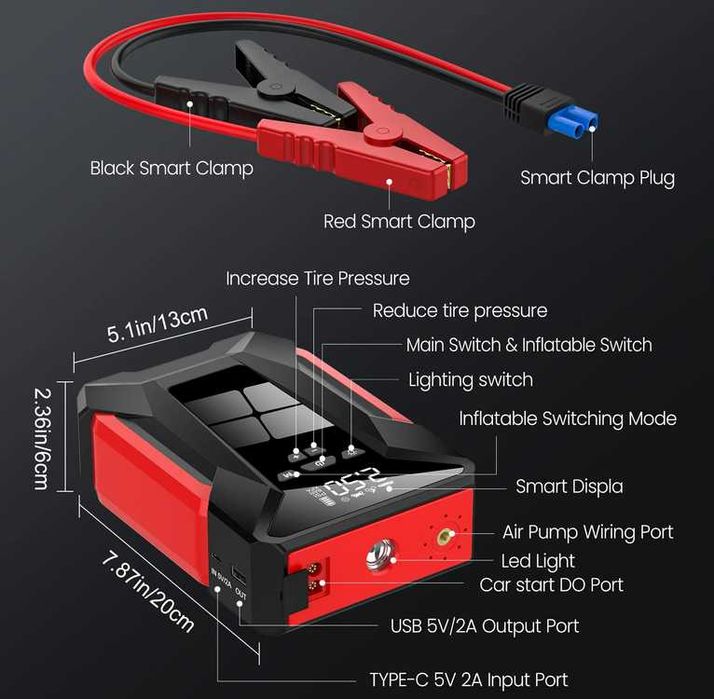 Starter / Robot Auto Pornire Masina 4 in 1 28000 mAh / Compresor AER