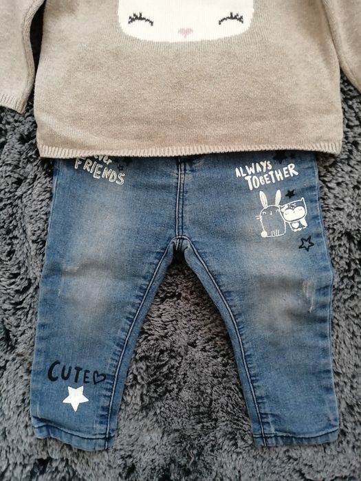 Дънки и пуловер, размер 12-18 м.