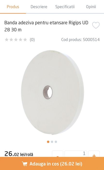 Materiale constructii: Nida Profesional chituire si finisare rigips + banda UD + banda rigips + Savana baie si bucatarie + chit gresie