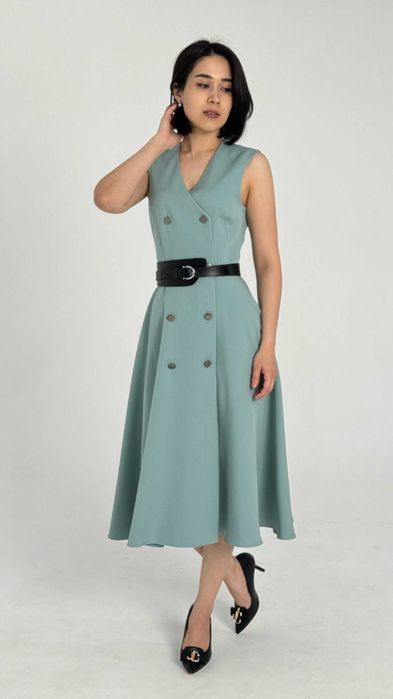 Платье женское, на запах, повседневное, вечернее, миди хлопок, Турция