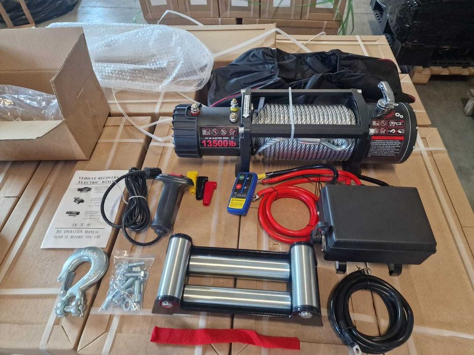Troliu auto 13500LBS cu cablu oțel și motor cu bobinaj 100% din cupru | Troliu off-road profesional 12V