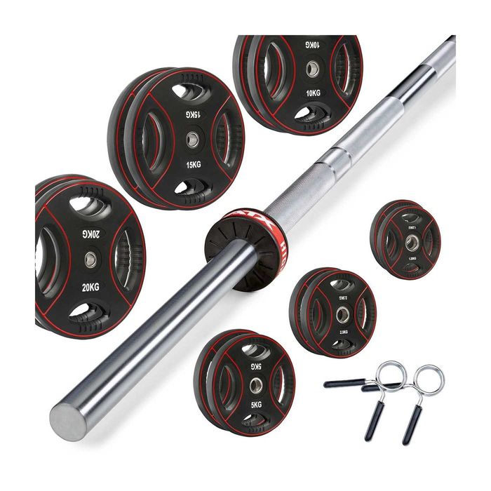 Комплект Щанга 120 кг 30 мм – Уретанови Дискове / Лост 200 см