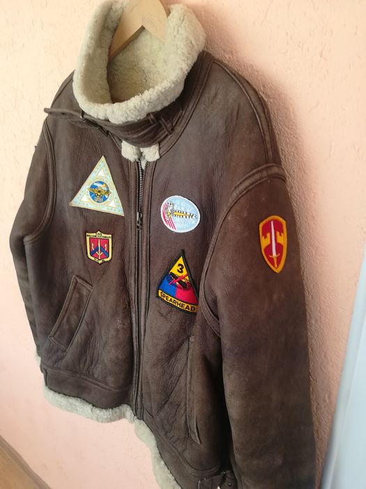 Geaca piele bărbați blana Aviator Raker Xl