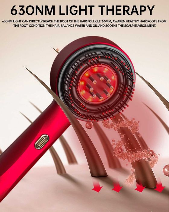 Perie par, Masaj scalp electrica VALA® Women, Terapie LED infrarosu