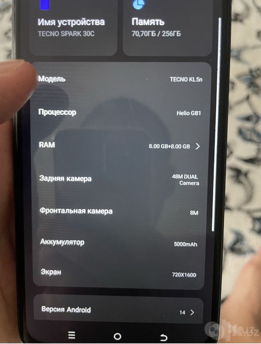 Tecno Spark 30s ishlashi zor aybi yoq 256 talik