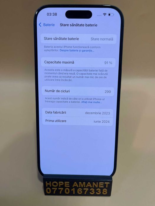 Hope Amanet P8 iPhone 15 Pro, 128gb stocare, 91% baterie