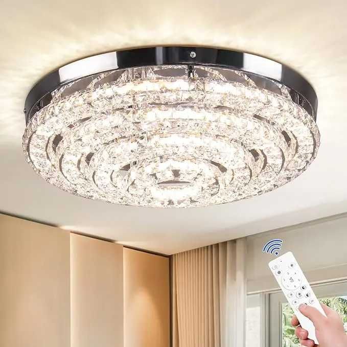 Candelabru de cristal , lustra de living 61w/45cm rotunda moderna