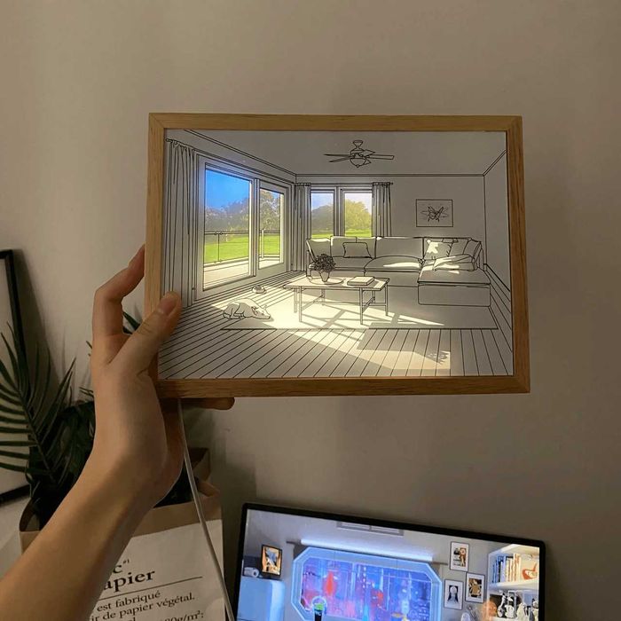 Светеща LED Картина с Дървена Рамка (31x22 см) – Регулируема Светлина