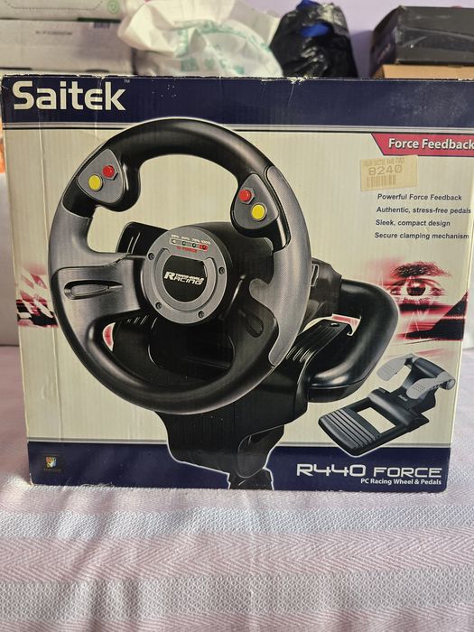 Volan Gaming Saitek R440 Force Feedback (PC) – Cu Pedale, În Cutie