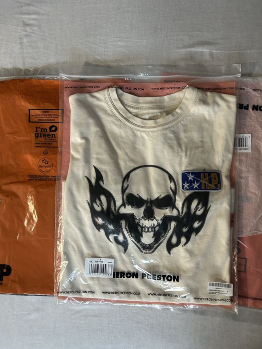 Heron Preston Flaming Skull T-shirt