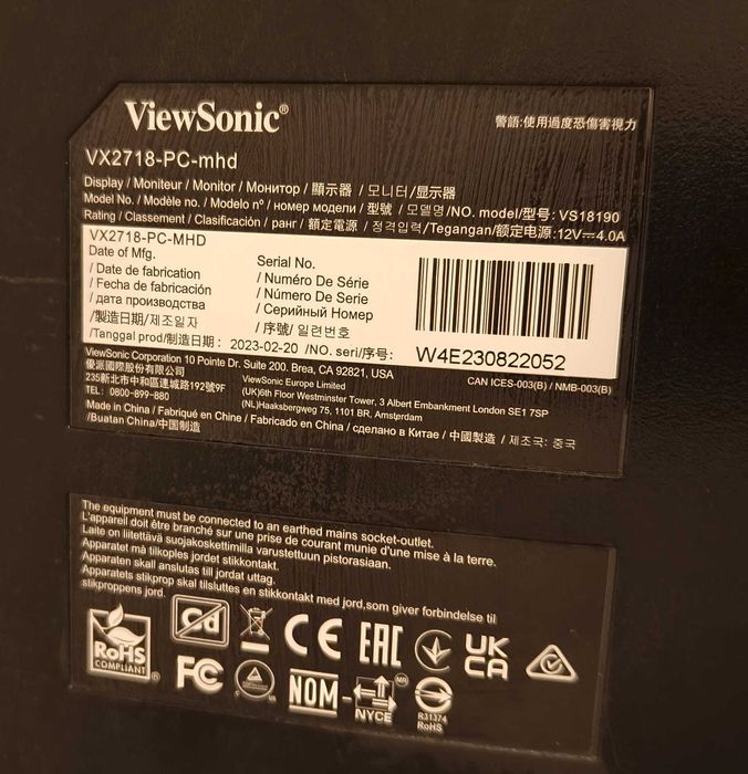 Monitor ViewSonic  27", Full HD, Curbat, 165Hz , stare impecabila.