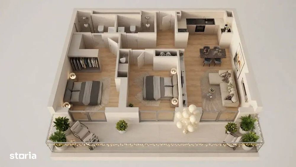 Apartament 3 camere cu balcon de 18 mp, KronenPark — fotografia 1