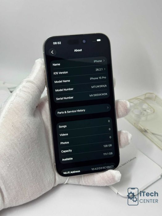 iPhone 15 Pro, 128GB, White, 100% батерия, ОТЛИЧЕН, ГАРАНЦИЯ!